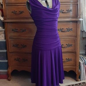 Collection dress barn purple shirred dress